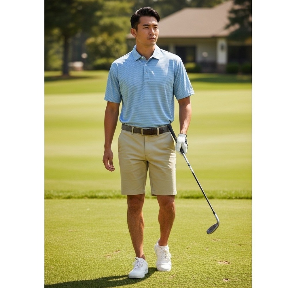 RLX Ralph Lauren Mens XL Sky Blue Striped Short Sleeve Polo Golf Shirt NWT
